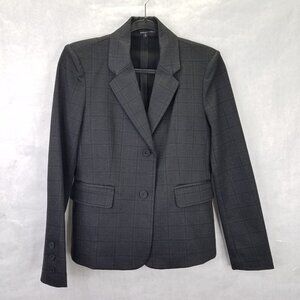 Amanda + Chelsea Blazer Women's S Plaid Stretch Knit Notch Collar Covered Button